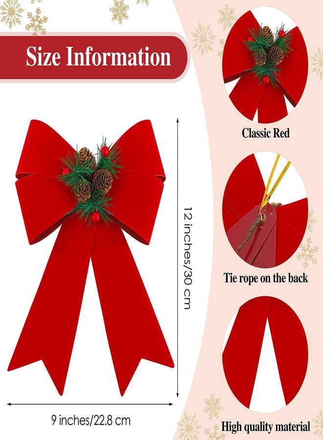 MCEAST 6 Pack Christmas Wreath Bow 9 x 12 Inches Red Bows Christmas Tree Bows Xmas Bows Decoration for Indoor and Outdoor (Red+Green) - Image 2